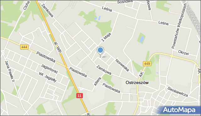 Ostrzeszów, Krasickiego Ignacego, bp., mapa Ostrzeszów