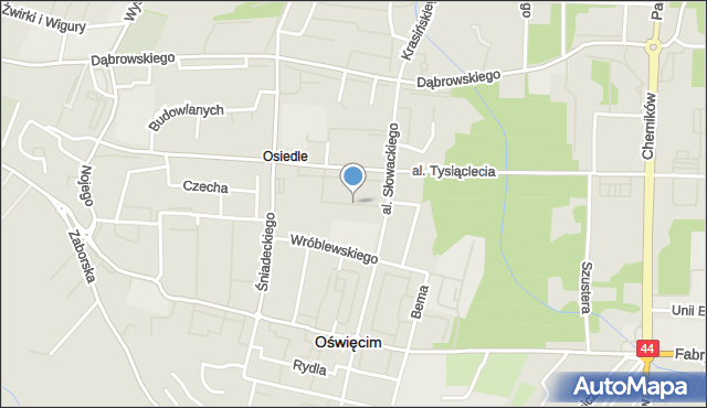 Oświęcim, Króla Bolesława Chrobrego, mapa Oświęcimia