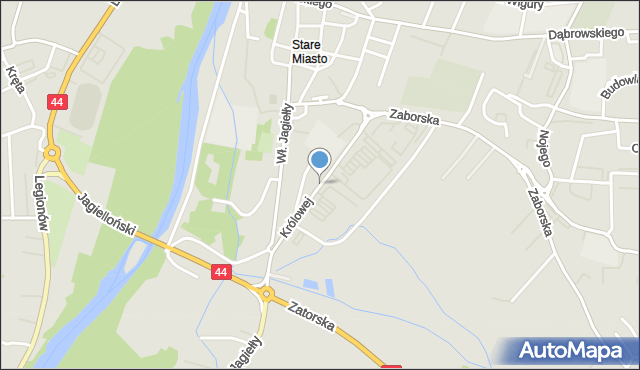 Oświęcim, Królowej Jadwigi, mapa Oświęcimia