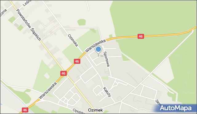 Ozimek, Krzywa, mapa Ozimek