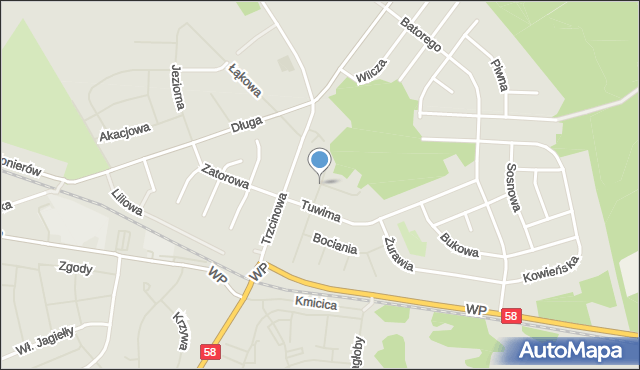 Pisz, Krucza, mapa Pisz