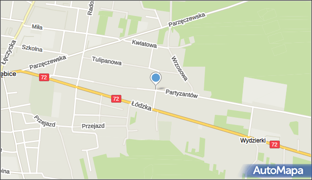 Poddębice, Krokusowa, mapa Poddębice