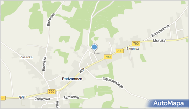 Podzamcze gmina Ogrodzieniec, Krótka, mapa Podzamcze gmina Ogrodzieniec