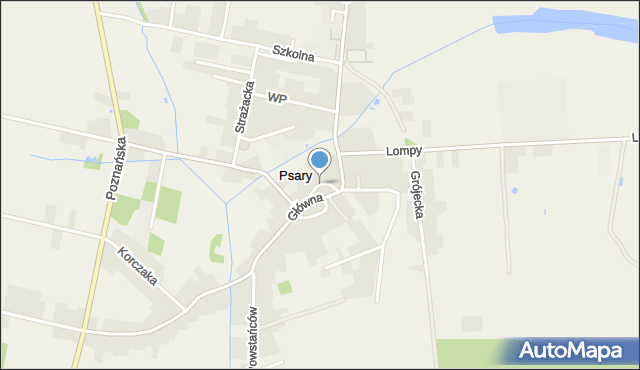 Psary gmina Woźniki, Krótka, mapa Psary gmina Woźniki