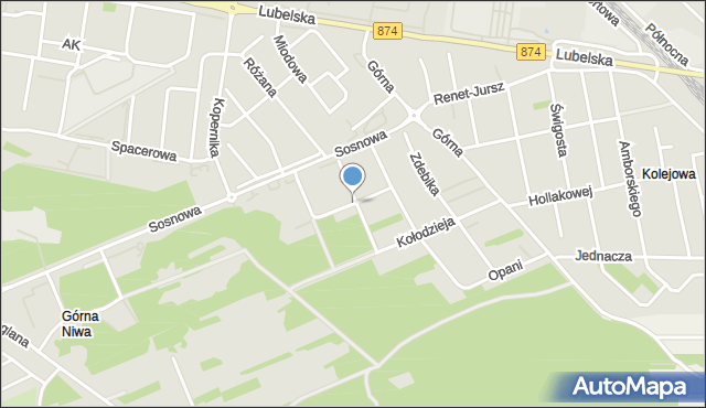 Puławy, Kraussa Stanisława, mapa Puław