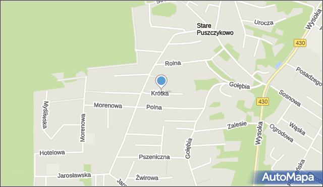 Puszczykowo powiat poznański, Krótka, mapa Puszczykowo powiat poznański