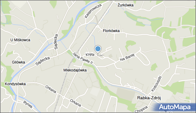 Rabka-Zdrój, Kręta, mapa Rabka-Zdrój