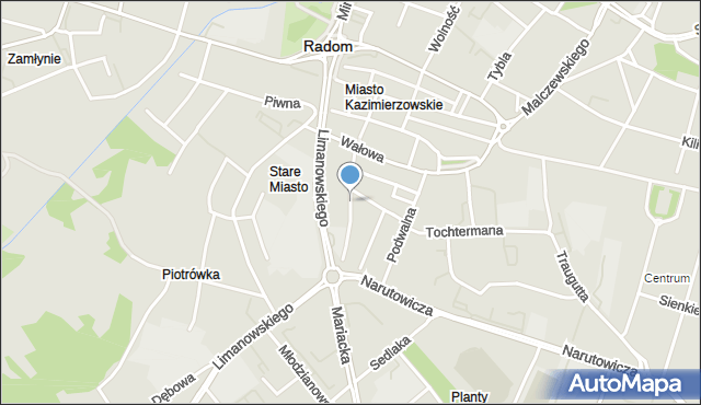 Radom, Krakowska, mapa Radomia