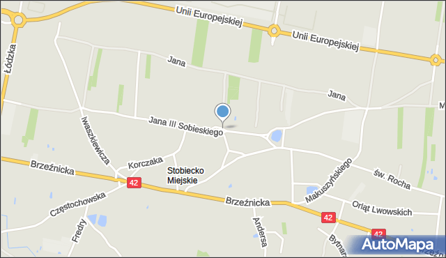 Radomsko, Króla Jana III Sobieskiego, mapa Radomsko