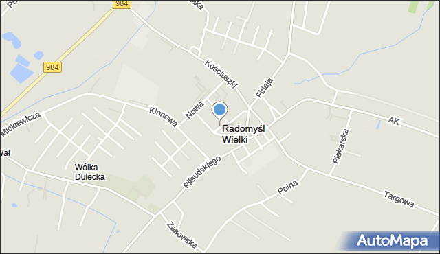 Radomyśl Wielki, Krótka, mapa Radomyśl Wielki