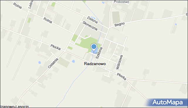 Radzanowo, Krótka, mapa Radzanowo