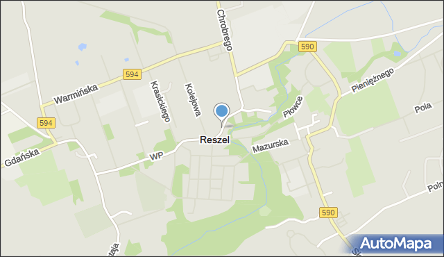 Reszel, Króla Władysława Jagiełły, mapa Reszel