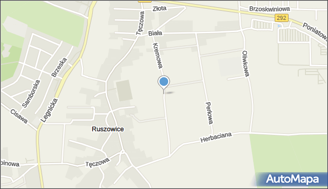 Ruszowice gmina Głogów, Kremowa, mapa Ruszowice gmina Głogów