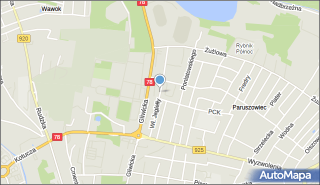Rybnik, Króla Władysława Jagiełły, mapa Rybnika