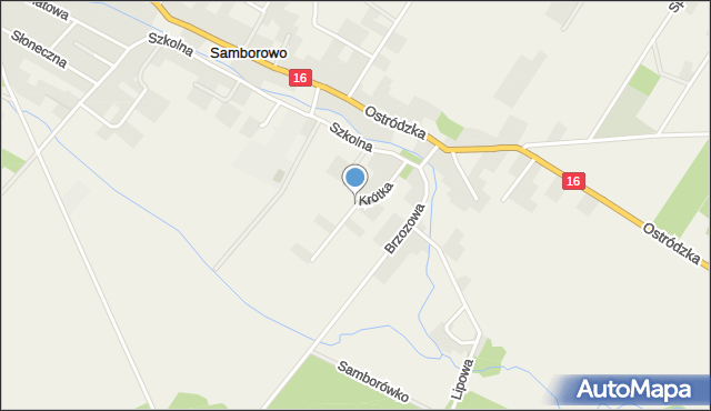 Samborowo, Krótka, mapa Samborowo