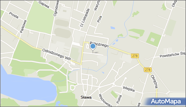 Sława powiat wschowski, Krótka, mapa Sława powiat wschowski