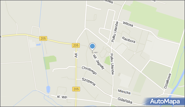 Sławno, Króla Władysława Jagiełły, mapa Sławno