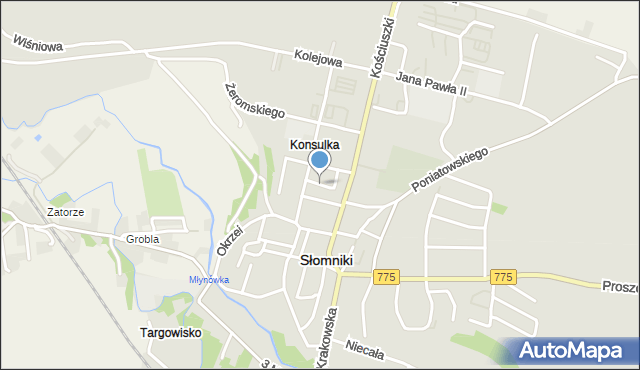 Słomniki, Króla Kazimierza Wielkiego, mapa Słomniki