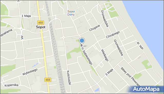 Sopot, Króla Jana III Sobieskiego, mapa Sopotu