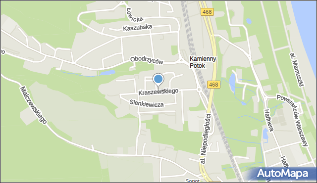 Sopot, Kraszewskiego Józefa Ignacego, mapa Sopotu