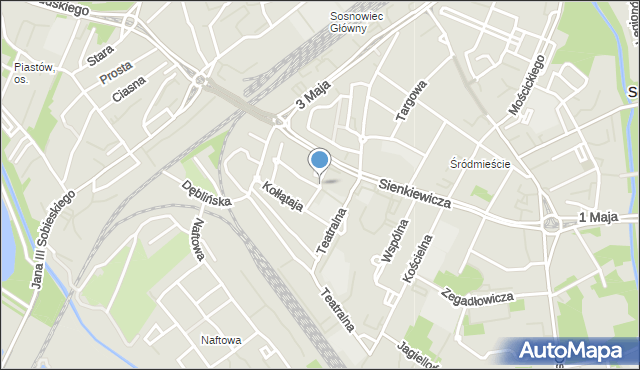 Sosnowiec, Krzywa, mapa Sosnowca