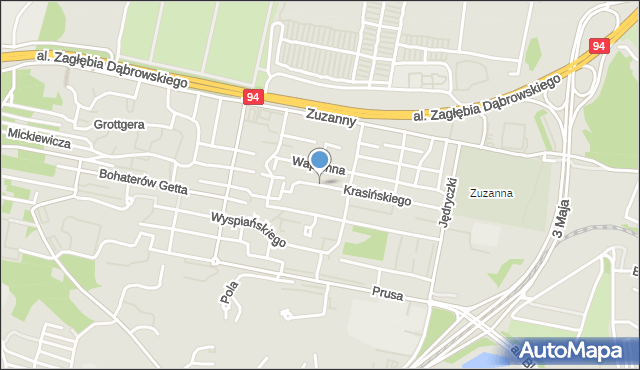 Sosnowiec, Krasińskiego Zygmunta, mapa Sosnowca