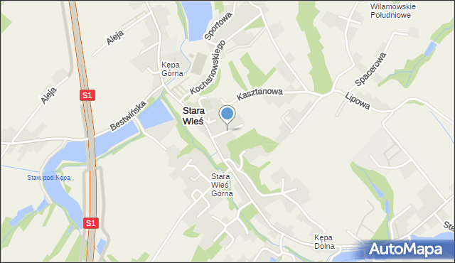 Stara Wieś gmina Wilamowice, Krótka, mapa Stara Wieś gmina Wilamowice