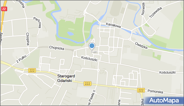 Starogard Gdański, Krzywa, mapa Starogard Gdański