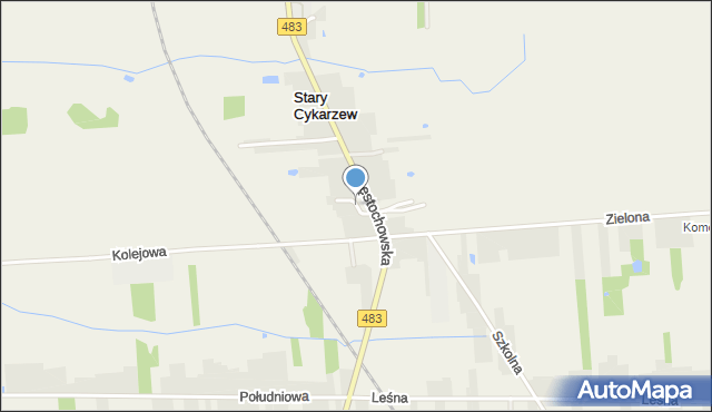 Stary Cykarzew, Krótka, mapa Stary Cykarzew