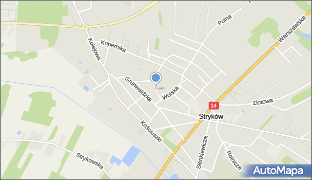 Stryków powiat zgierski, Krótka, mapa Stryków powiat zgierski