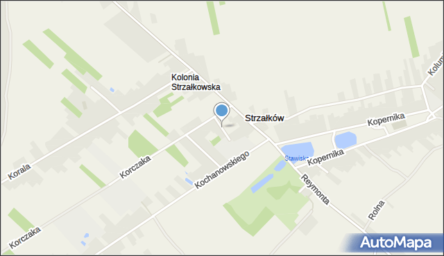 Strzałków gmina Radomsko, Krótka, mapa Strzałków gmina Radomsko