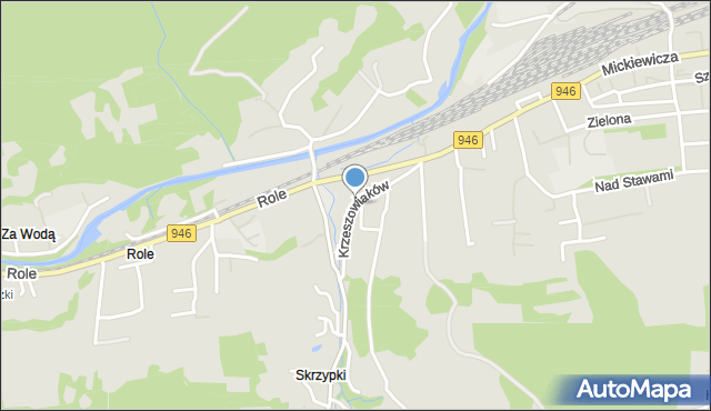 Sucha Beskidzka, Krzeszowiaków, mapa Sucha Beskidzka