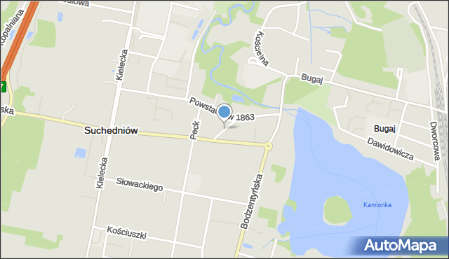 Suchedniów, Krótka, mapa Suchedniów