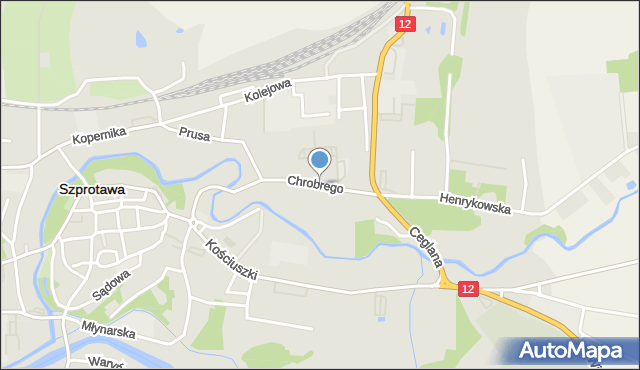 Szprotawa, Króla Bolesława Chrobrego, mapa Szprotawa