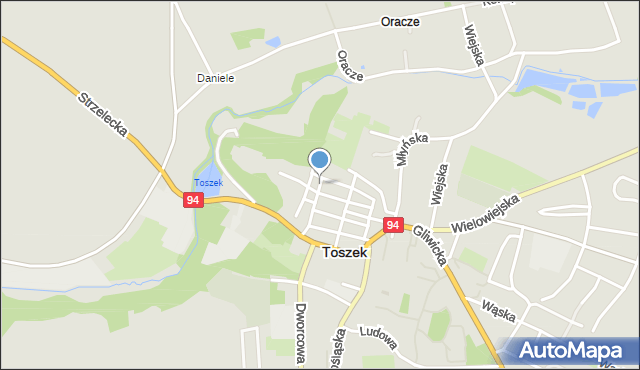 Toszek, Krótka, mapa Toszek