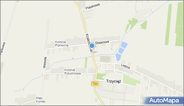 Trzyciąż, Krakowska, mapa Trzyciąż