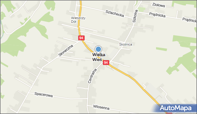 Wielka Wieś powiat krakowski, Krakowska, mapa Wielka Wieś powiat krakowski