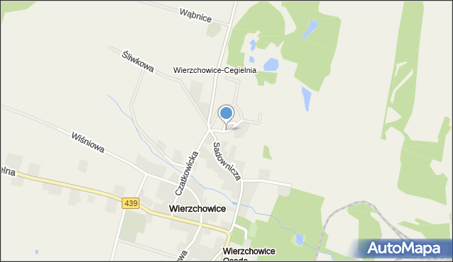Wierzchowice gmina Krośnice, Krótka, mapa Wierzchowice gmina Krośnice