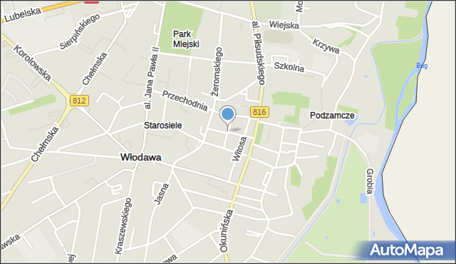 Włodawa, Krótka, mapa Włodawa