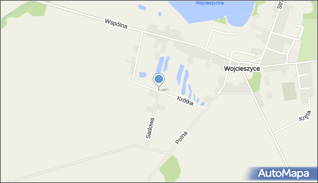 Wojcieszyce gmina Kłodawa, Krótka, mapa Wojcieszyce gmina Kłodawa