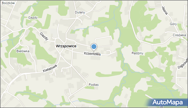 Wrząsowice, Krzemowa, mapa Wrząsowice