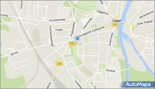 Żagań, Króla Władysława Łokietka, mapa Żagań