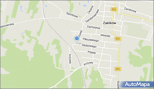 Zaklików, Krzywa, mapa Zaklików