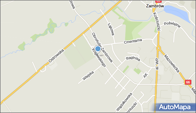 Zambrów, Krajewskiego Marcina, ks., mapa Zambrów