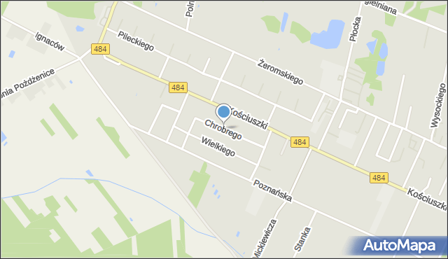 Zelów, Króla Bolesława Chrobrego, mapa Zelów
