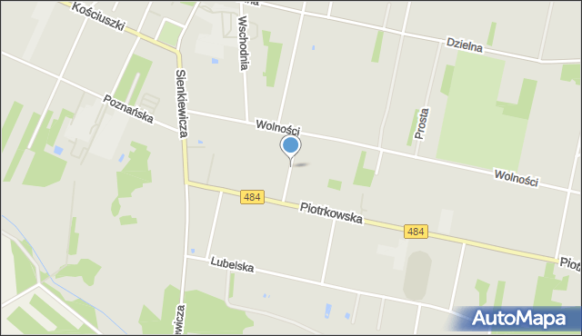 Zelów, Krótka, mapa Zelów