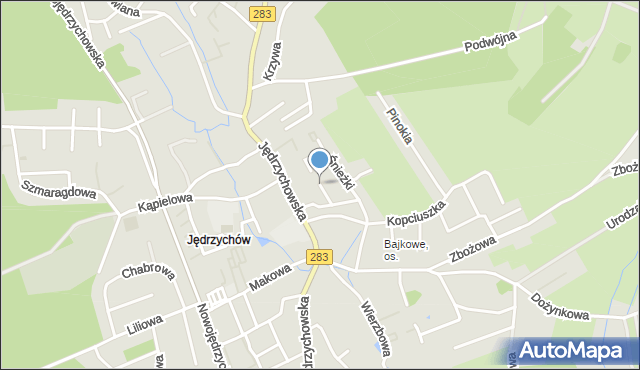 Zielona Góra, Krasnoludków, mapa Zielona Góra