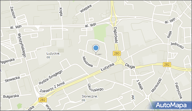 Zielona Góra, Krośnieńska, mapa Zielona Góra