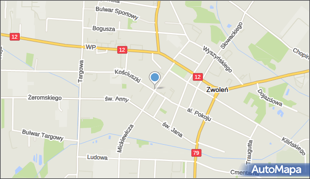 Zwoleń, Króla Władysława Jagiełły, mapa Zwoleń