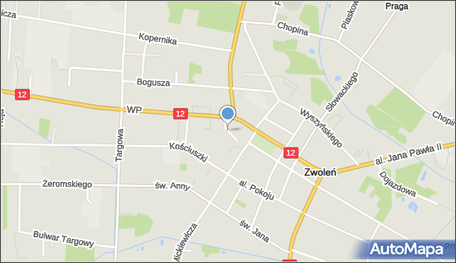 Zwoleń, Krótka, mapa Zwoleń